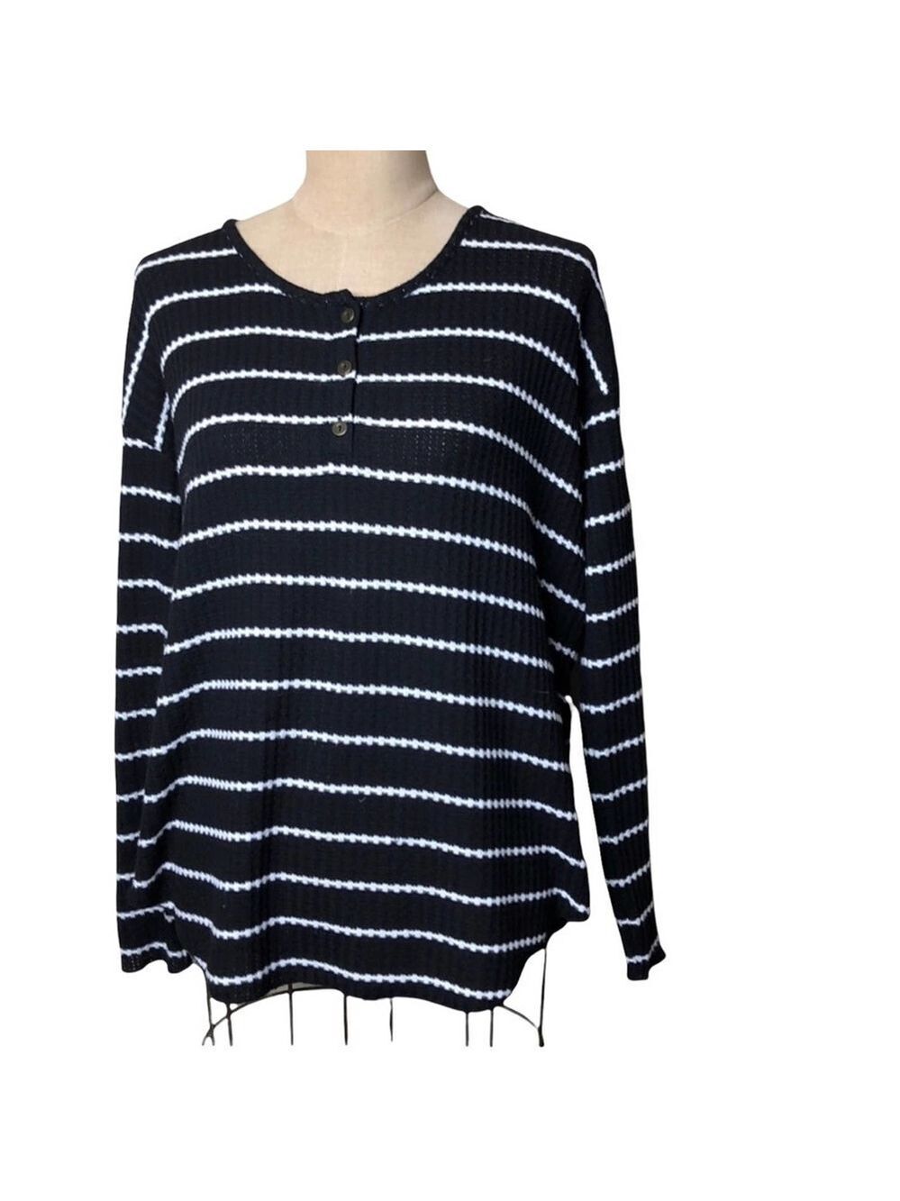 CHASER Henley striped thermal shirt Sz S